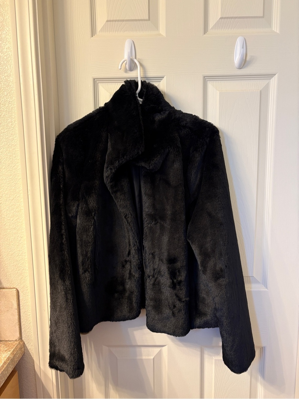 Express Black Faux Fur Teddy Jacket - Plush Women's Coat